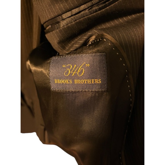 Brooks Brothers 346 Men's 2 Pcs Black Pinstripe Wool Suit 41R Jacket 34x33 Pants - Picture 10 of 16